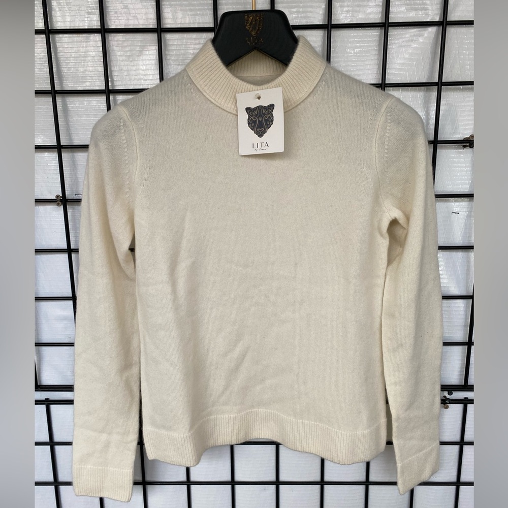 Simone Cashmere Sweater in So Soft Cashmere Size S Milk